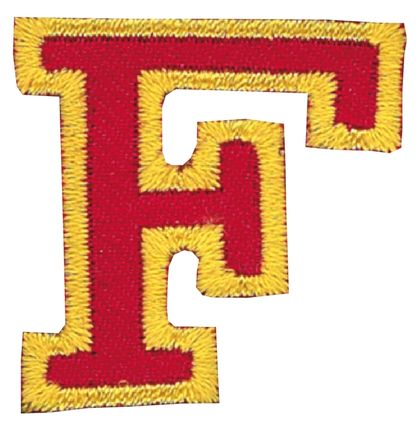 Nažehlovací vyšívané písmenko F - červené výška 3 cm